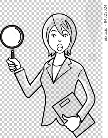 拿著放大鏡的女商人 94325024