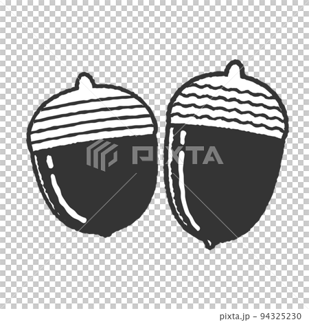 簡單橡子的手寫風格單色插圖 94325230