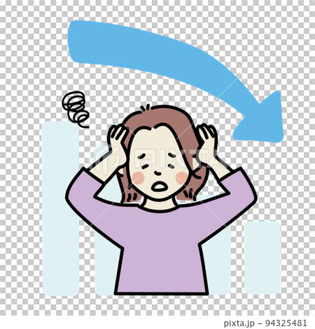 圖表走下女人抱著她的頭 圖表走下女人抱著她的頭 94325481