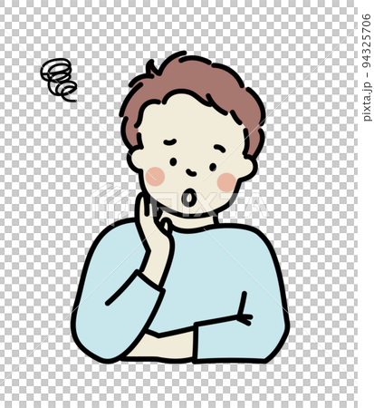 A man worried about wearing a cheek stick 94325706