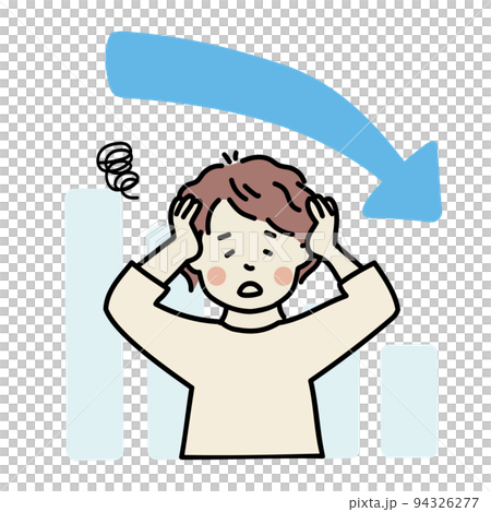 圖表走下拿著他的頭的人 圖表走下拿著他的頭的人 94326277