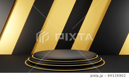 3d rendering of black background and product podium stand studio 94326902