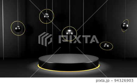 3d rendering of black background and product podium stand studio 3d rendering of black background and product podium stand studio 94326903