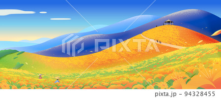 Orange daylily field background Orange daylily field background 94328455