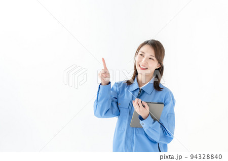 女性　チェック　作業着 94328840
