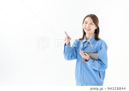 女性　チェック　作業着 94328844