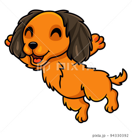 Cute dachund dog cartoon posing 94330392