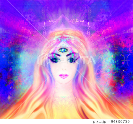 Woman with third eye, psychic supernatural senses 94330759