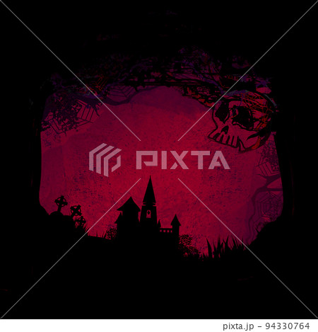 Halloween night frame with scary haunted castle 94330764