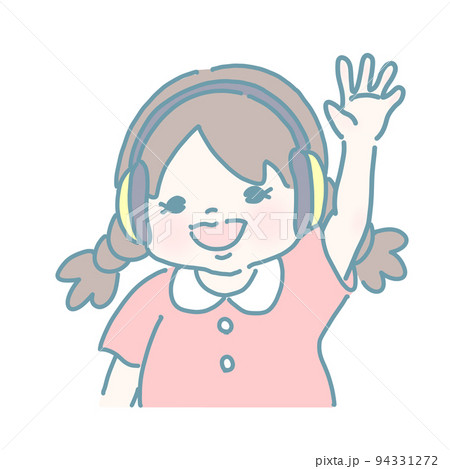 聴覚過敏用イヤーマフを装着した女の子(パステルカラー) 94331272