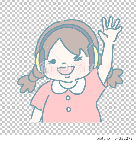 聴覚過敏用イヤーマフを装着した女の子(パステルカラー) 94331272