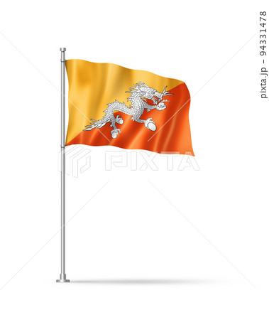 Bhutan flag isolated on white Bhutan flag isolated on white 94331478