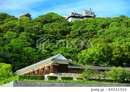 【愛媛県】城山公園から見た松山城(二之丸史跡庭園と天守閣) 【愛媛県】城山公園から見た松山城(二之丸史跡庭園と天守閣) 94331503