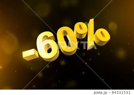 60% off discount offer. 3D illustration isolated on black. Promotional price rate 60% off discount offer. 3D illustration isolated on black. Promotional price rate 94331531