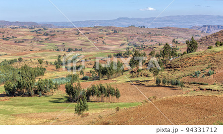 Highland landscape with houses, Ethiopia Highland landscape with houses, Ethiopia 94331712