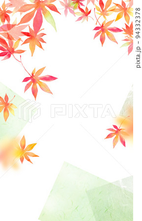 紅葉の背景素材 水彩ラスト 緑 紅葉の背景素材 水彩ラスト 緑 94332378