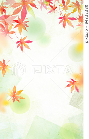 紅葉の背景素材　水彩ラスト　緑 94332380