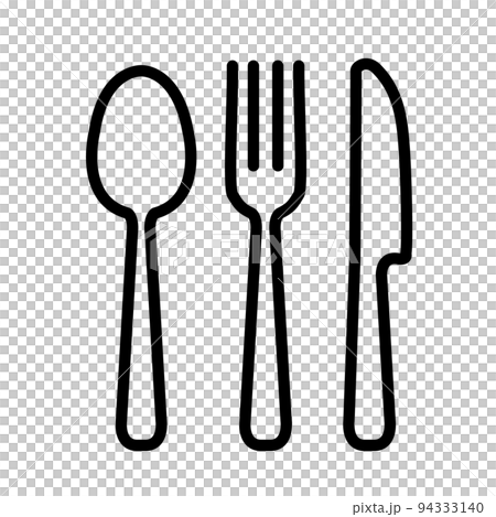 黑色和白色餐具圖標 黑色和白色餐具圖標 94333140