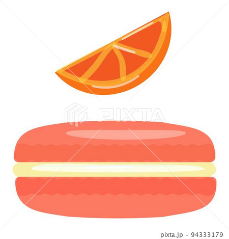 Grapefruit macaroon icon cartoon vector. French cookie. Cute food 94333179