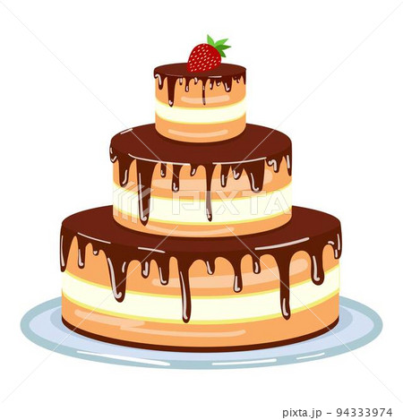Strawberry birthday cake icon cartoon vector. Happy party. Cute food 94333974
