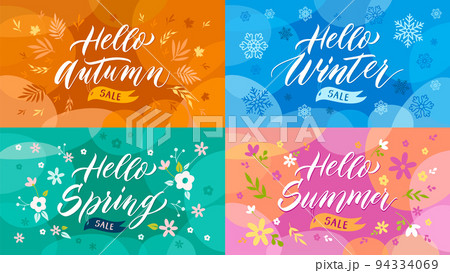 Season Sale banners. Autumn promo, hello winter - Stock