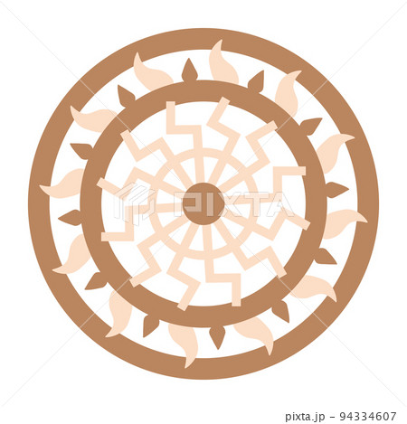 Black sun, ancient Slavic symbol, decorated with Scandinavian patterns. Beige fashion design Black sun, ancient Slavic symbol, decorated with Scandinavian patterns. Beige fashion design 94334607