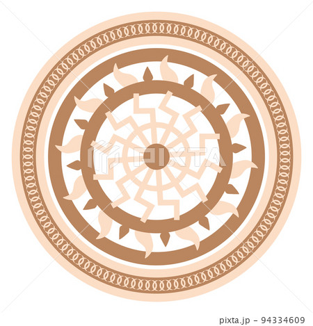 Black sun, ancient Slavic symbol, decorated with Scandinavian patterns. Beige fashion design Black sun, ancient Slavic symbol, decorated with Scandinavian patterns. Beige fashion design 94334609