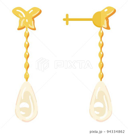 Golden earrings icon cartoon vector. Gold pearl. Antiquie diamond 94334862