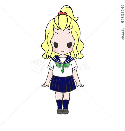 夏服のセーラー服を着た金髪ギャル 94335549