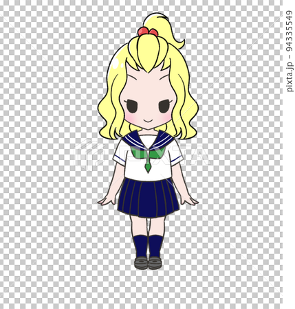 夏服のセーラー服を着た金髪ギャル 94335549