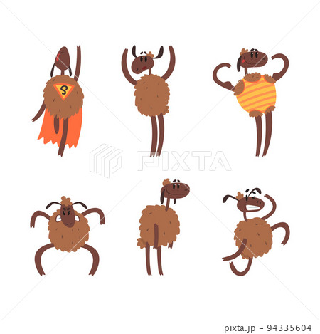 Funny Brown Sheep Character as Hoofed Animal Engaged in Different Activity Vector Set Funny Brown Sheep Character as Hoofed Animal Engaged in Different Activity Vector Set 94335604