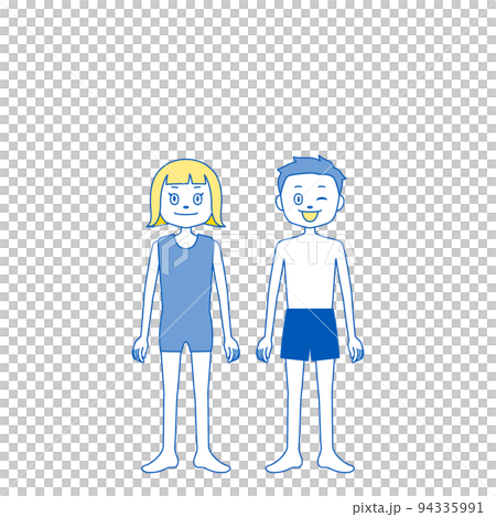 水着の男の子と女の子のイラスト・プライベートゾーン・性教育（白背景・ベクター・切り抜き） 94335991