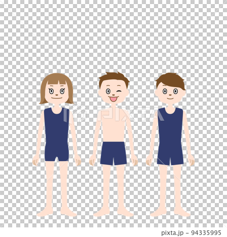 水着の男の子と女の子のイラスト・プライベートゾーン・性教育（白背景・ベクター・切り抜き） 94335995