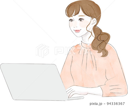 パソコン仕事をする女性　きれいな女性 94336367