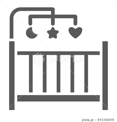 Crib glyph icon, home and child, cradle sign, vector graphics, a solid pattern on a white background, eps 10. 94336849