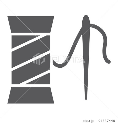 Clothing repair glyph icon, sewing and service, spool with needle sign, vector graphics, a solid pattern on a white background, eps 10. Clothing repair glyph icon, sewing and service, spool with needle sign, vector graphics, a solid pattern on a white background, eps 10. 94337440