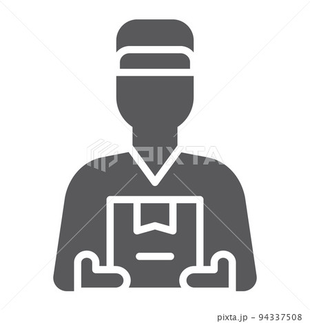 Delivery courier glyph icon, shipping and logistics, deliver guy sign, vector graphics, a solid pattern on a white background, eps 10. Delivery courier glyph icon, shipping and logistics, deliver guy sign, vector graphics, a solid pattern on a white background, eps 10. 94337508