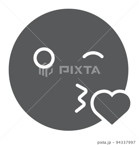 Kiss smile glyph icon, emoticon and expression, love emoji sign, vector graphics, a solid pattern on a white background, eps 10. Kiss smile glyph icon, emoticon and expression, love emoji sign, vector graphics, a solid pattern on a white background, eps 10. 94337997