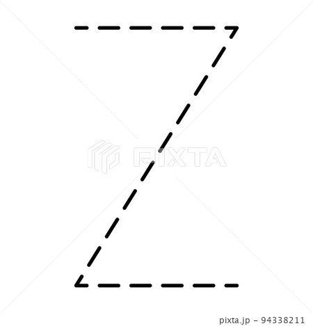 Tracing Alphabet letter Z prewriting dotted line element for kindergarten, preschool and Montessori school kids worksheet for handwriting practice activity. 94338211