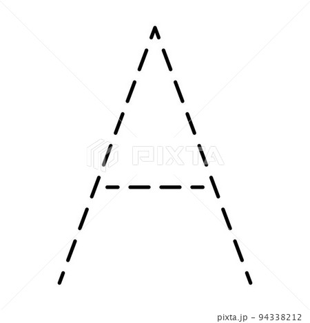 Tracing Alphabet letter A prewriting dotted line element for kindergarten, preschool and Montessori school kids worksheet for handwriting practice activity. 94338212