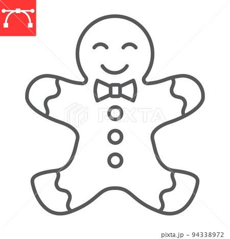 Gingerbread man line icon, Christmas and sweet, Gingerbread man vector icon, vector graphics, editable stroke outline sign, eps 10. 94338972