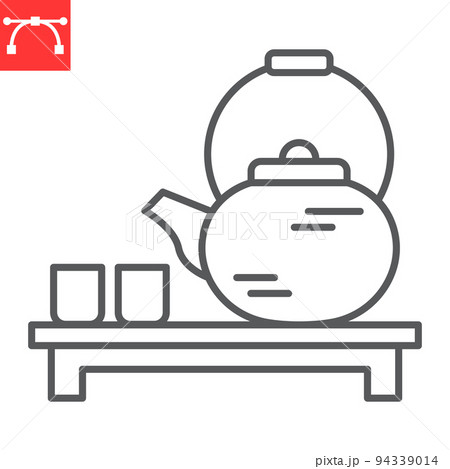 Chinese tea ceremony line icon, cafe and culture, japenese teapot vector icon, vector graphics, editable stroke outline sign, eps 10. Chinese tea ceremony line icon, cafe and culture, japenese teapot vector icon, vector graphics, editable stroke outline sign, eps 10. 94339014