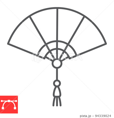Chinese folding fan line icon, accessory and tessen, Japenese folding fan vector icon, vector graphics, editable stroke outline sign, eps 10. Chinese folding fan line icon, accessory and tessen, Japenese folding fan vector icon, vector graphics, editable stroke outline sign, eps 10. 94339024