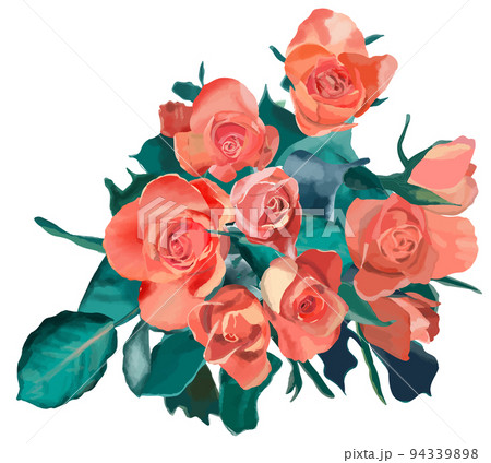 バラの花束のイラスト 背景なしのイラスト素材