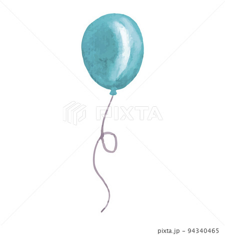 Watercolor blue balloon. Happy birthday. Vector illustration 94340465