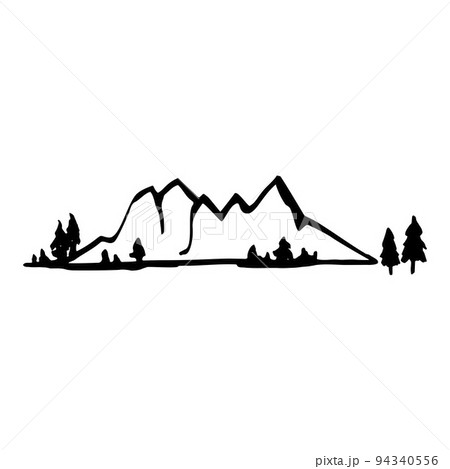 Black Mountain silhouette. Hand-drawn doodle. Vector illustration 94340556