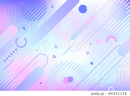 Abstract blue and pink pastel gradient geometric elements pattern memphis retro style holographic background 94341138
