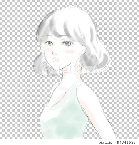 水彩女鮑勃夏天側身A 水彩女鮑勃夏天側身A 94341685