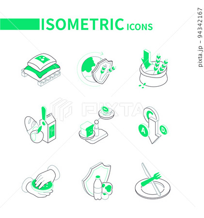 Crop failure and food prices - modern line isometric icons set 94342167