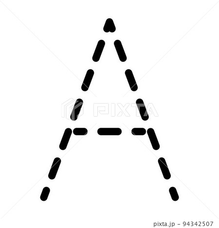 Tracing Alphabet letter A prewriting dotted line element for kindergarten, preschool and Montessori school kids worksheet for handwriting practice activity. 94342507